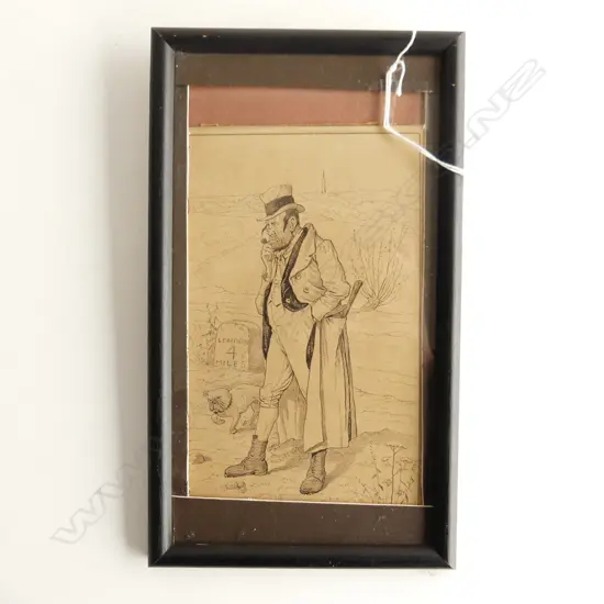 ORIG. GEORGE CRUIKSHANK (1792-1878) DRAWING; BILL SYKES & DOG FROM OLIVER TWIST 220x130mm