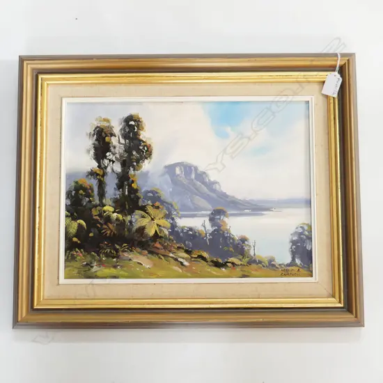 LESLIE A. CAMPBELL (b.1925) PANEKIRE BLUFF, OIL ON BOARD 265x365mm