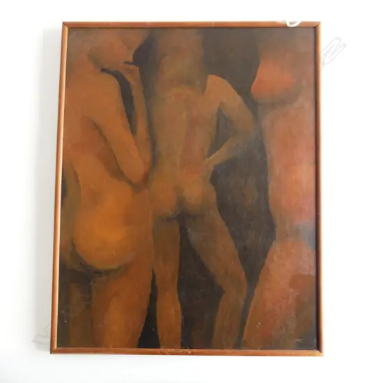 NUDES, OIL ON BOARD, UNSIGNED, 395 X 510mm