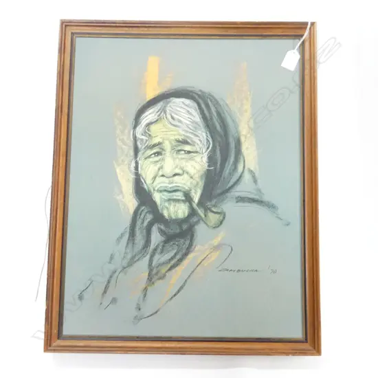 KRISTIN ZAMBUCKA 'KIRIKINO KOHITU' MAORI WOMAN PASTEL (PRINT) 530x405mm