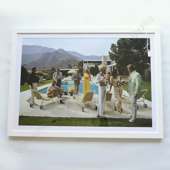 SLIM AARONS PRINT 'DESERT HOUSE PARTY' (1970) 525x770mm