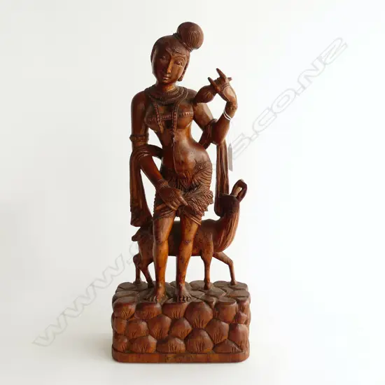 INDONESIAN CARVED WOODEN WOMAN H.455mm