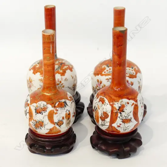 2 PRS JAPANESE KUTANI VASES ON STANDS H.180mm