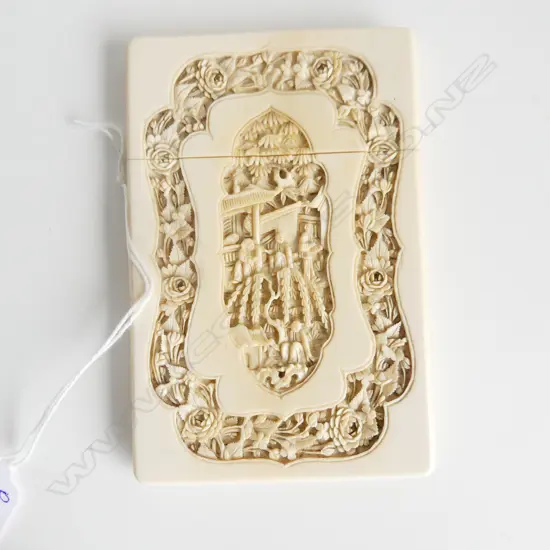 ORIENTAL CARVED IVORY CARD CASE 115x75mm