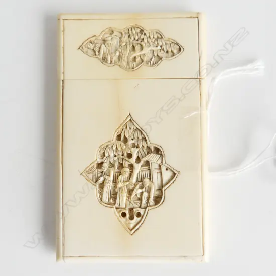 ORIENTAL CARVED IVORY CARD CASE 95x60mm