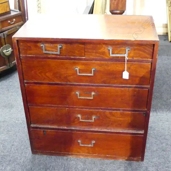 OLD JAPANESE TANSU COLLECTORS/BEDSIDE CABINET 6 drawer H.680mm.