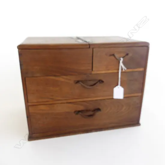 1970’S JAPANESE SEWING BOX 3 drawer sewing box wood finish H 250mm