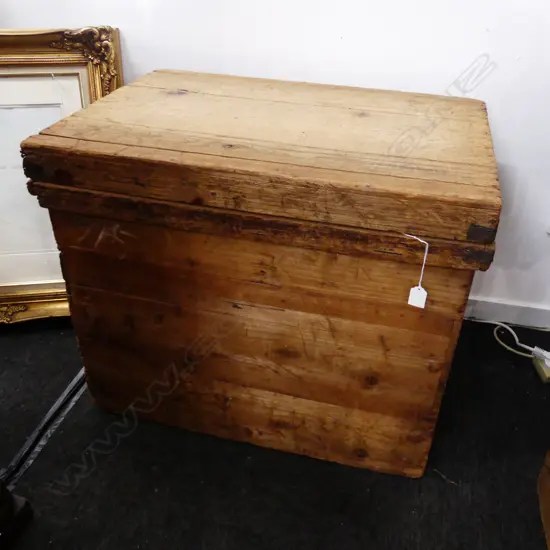 old Japanese CEDAR TEA BOX TIN LINED H600 W720 D500mm old labels to sides