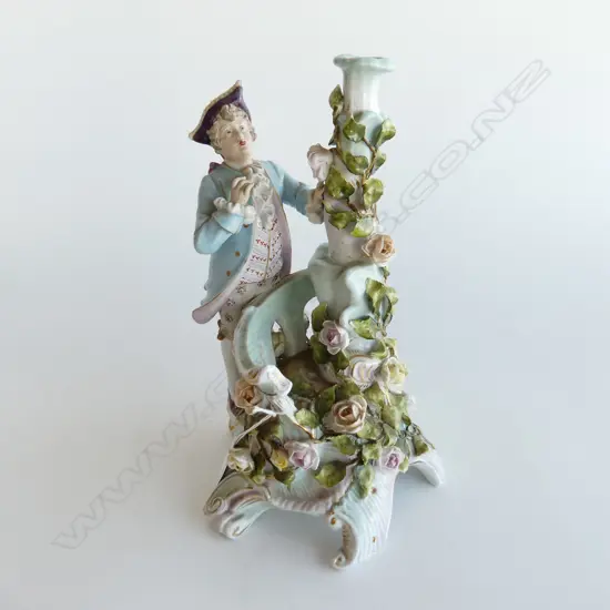GERMAN PORCELAIN CANDLESTICK H.280mm some losses