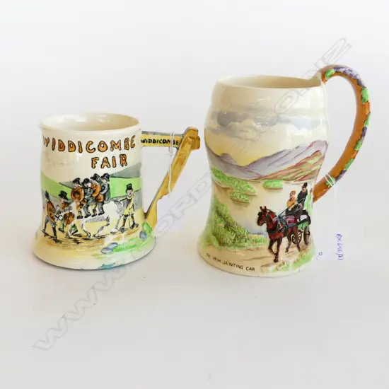 2 CROWN DEVON MUSICAL JUGS; WIDDICOMBE FAIR, KILLARNEY H.170mm