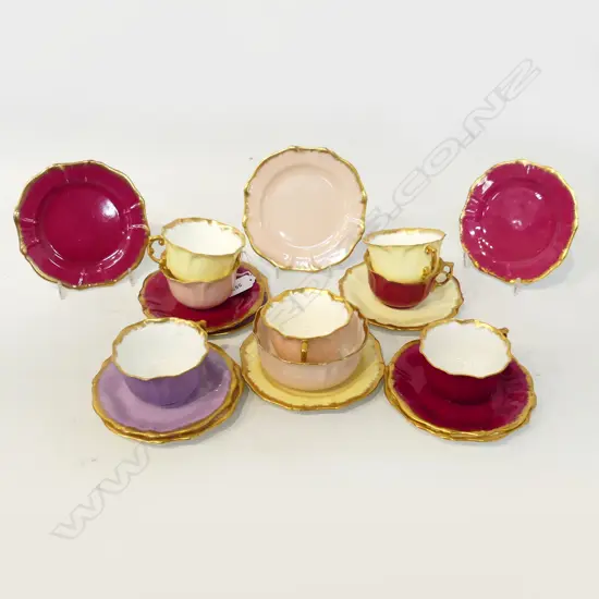 18 PCE ANTIQUE TEA SET; 7 CUPS, 6 SAUCERS, 4 PLATES, SUGAR BOWL