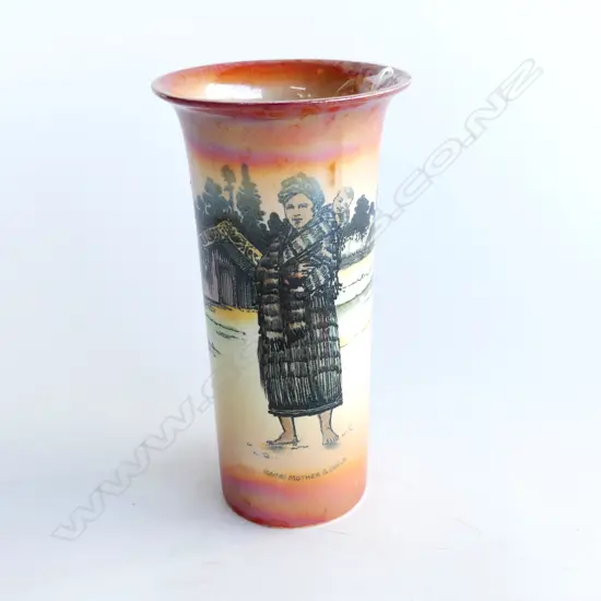 GRIMWADES 'MAORI WARE' VASE - MOTHER & CHILD H.185mm small rim chip
