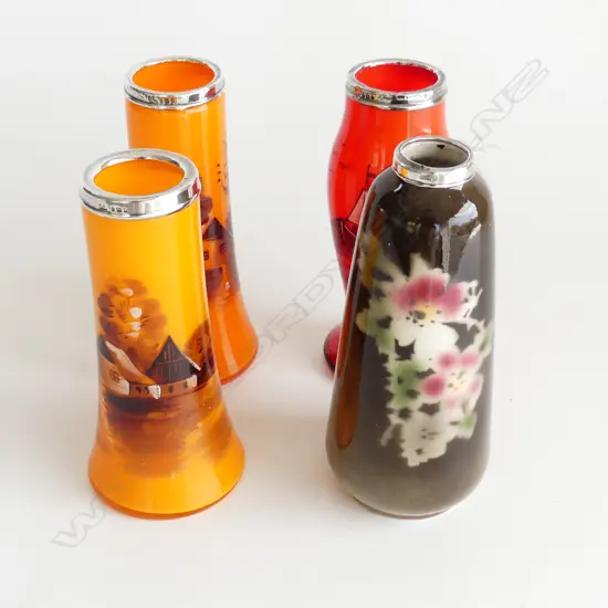 4 STG SILVER CAPPED VASES (PR + 2) H.165mm