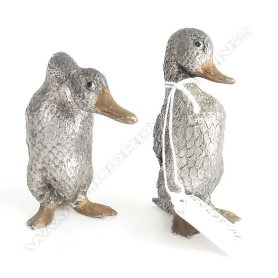2 VINTAGE HEAVY CAST METAL DUCKS