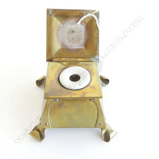 ART NOUVEAU BRASS INKWELL 