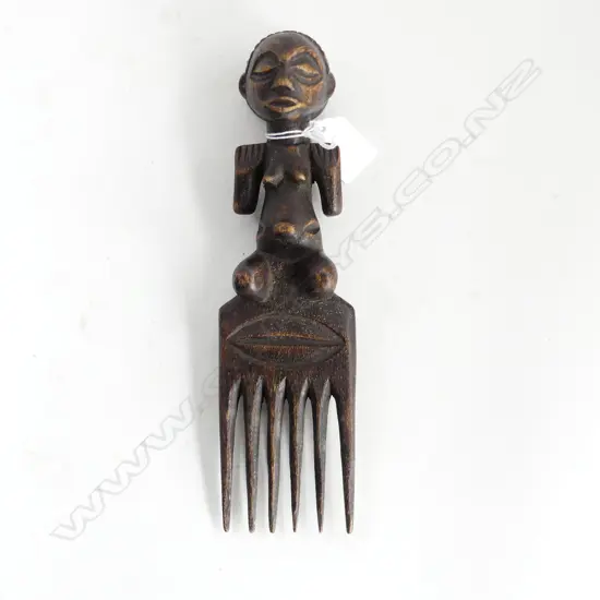 AFRICAN CARVED WOOD HAIR COMB. L 26CM.