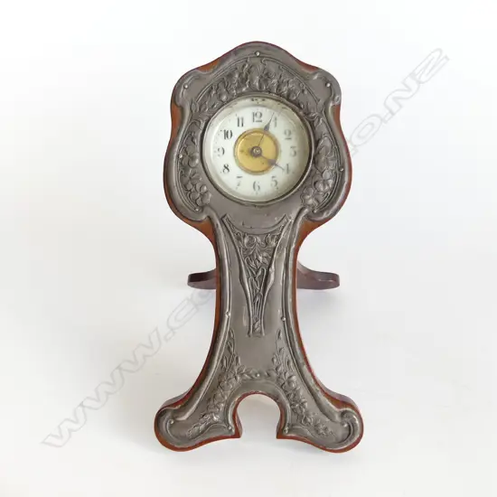 ART NOUVEAU STG SILVER DESK CLOCK, CHESTER 1913 H.210mm