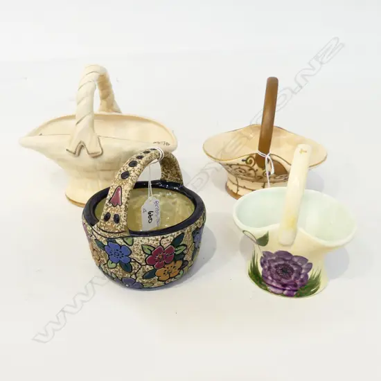 4 CERAMIC BASKETS; CHARLOTTE RHEAD ETC W.205mm