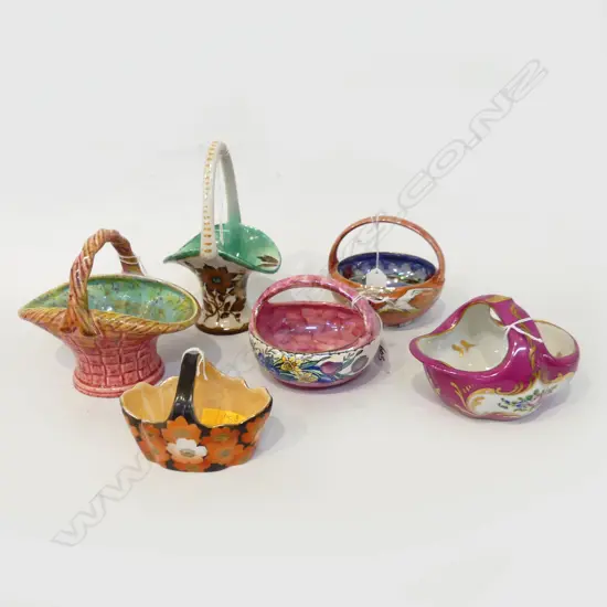 6 CERAMIC BASKETS; LUSTRE ETC