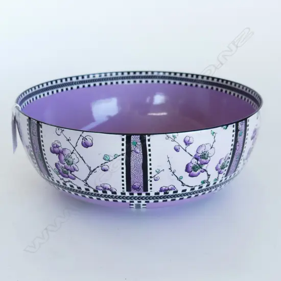 MAUVE JAPANESE INFLUENCED BOWL BY WILKINSON 'SPRING' RD FOR 1918, W. 230mm