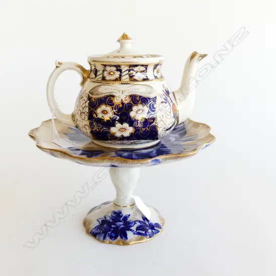 ROYAL DOULTON IRIS PATTERN TAZZA WITH ARTHUR WOODS TEAPOT