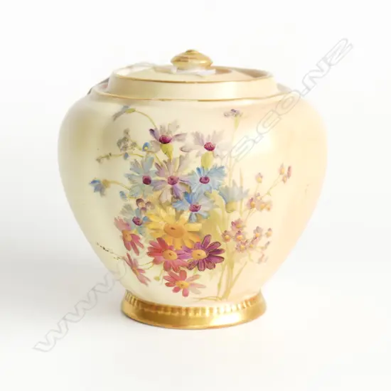 A Royal Worcester potpourri jar pumpkin form