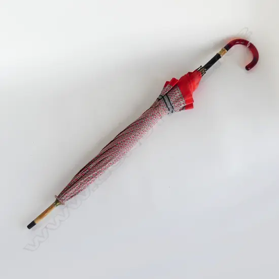 PIERRE BALMAIN RED 1970s UMBRELLA L.900mm