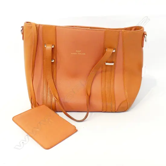 BENAH FOR KAREN WALKER ORANGE HANDBAG & MATCHING WALLET some wear W.360mm