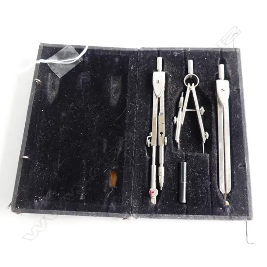 VINTAGE CASED 3 PC COMPASS SET