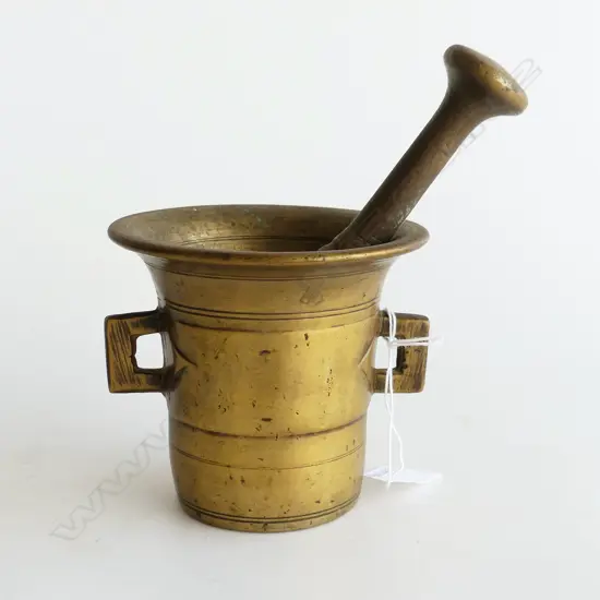 ORIENTAL BRONZE MORTAR 110mm dia & PESTLE L.170mm