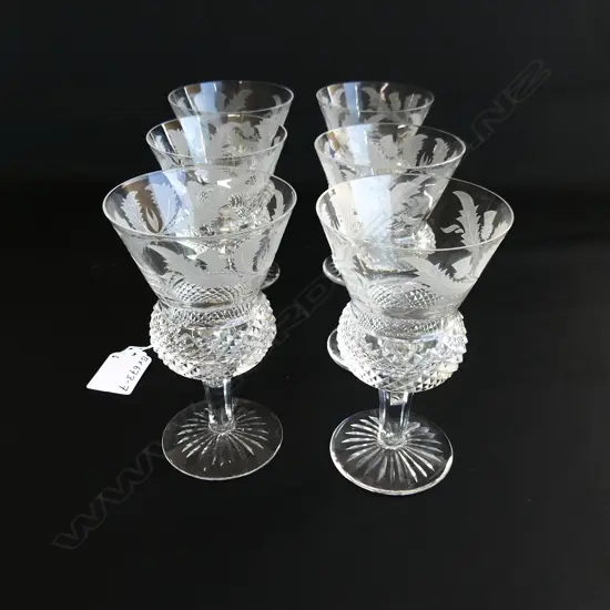 6 EDINBURGH THISTLE CRYSTAL CLARET GLASSES 120mm