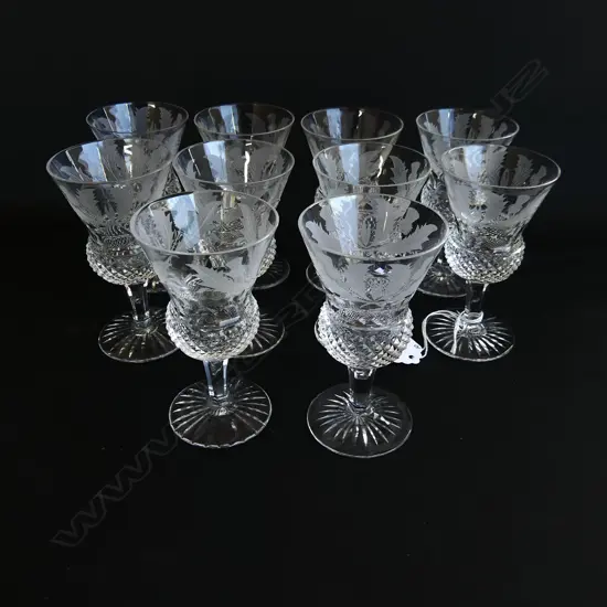 10 EDINBURGH THISTLE CRYSTAL CLARET GLASSES 110mm