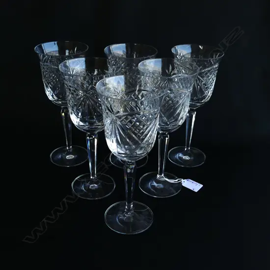 6 WATERFORD CRYSTAL WINE GLASSES H.215mm