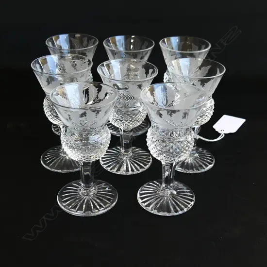8 EDINBURGH THISTLE CRYSTAL LIQUER GLASSES 85mm