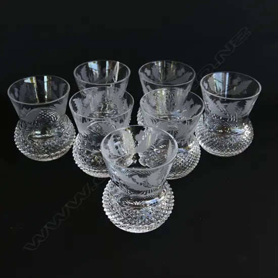 7 EDINBURGH THISTLE CRYSTAL WHISKY GLASSES 80mm