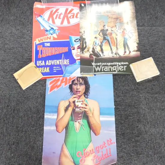 OLD ADVERTISING POSTERS  - ZAP, WRANGLERS & KITKAT 