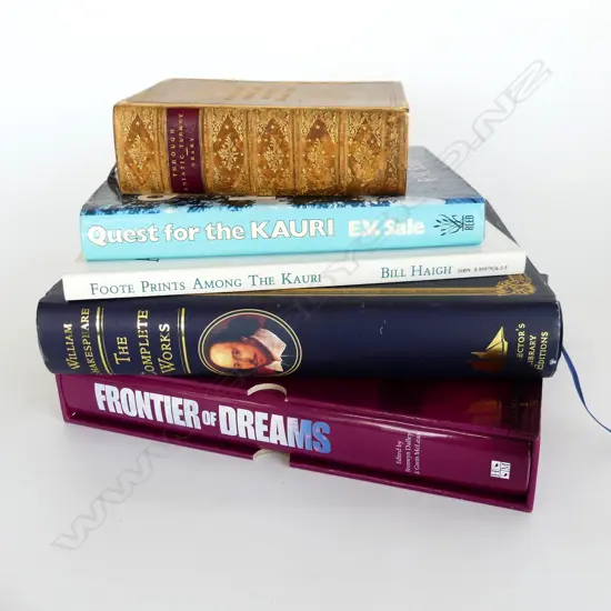5 BOOKS; GEARY ASIATIC TURKEY (1878), 2 ON KAURI, SHAKESPEARE COMPLETE WORKS, TVNZ FRONTIER OF DREAMS
