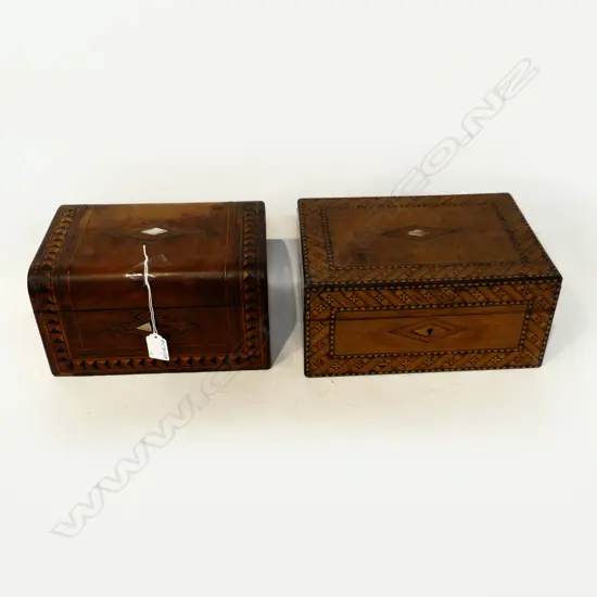 2 ANTIQUE INLAID BOXES (LOSSES) W.270mm