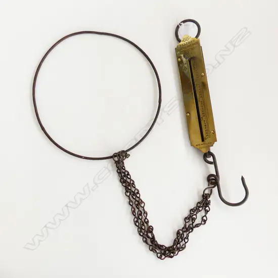 SALTER FLAT FRONT SPRING BALANCE w. MILITARY BROAD ARROW '1941' & HOOP L.340mm