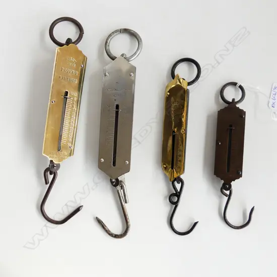 4 FLAT FRONT SPRING BALANCES; SALTER, HENRY BOKER ETC L.250mm