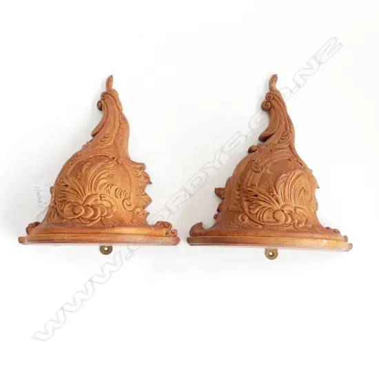 PAIR OF CARVED WOODEN WALL BRACKETS H 2140 MM