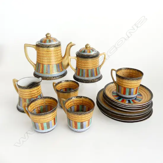 1920’S JAPANESE TEA SET COMPRISING TEAPOT, MILK, LIDDED SUGAR, 4 CUPS AND SAUCERS