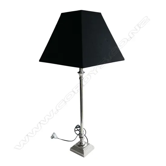 SILVER METAL LAMP w. BLACK SHADE H.850mm