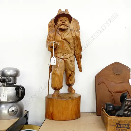 CARVED WOODEN WALKING MAN H.520mm