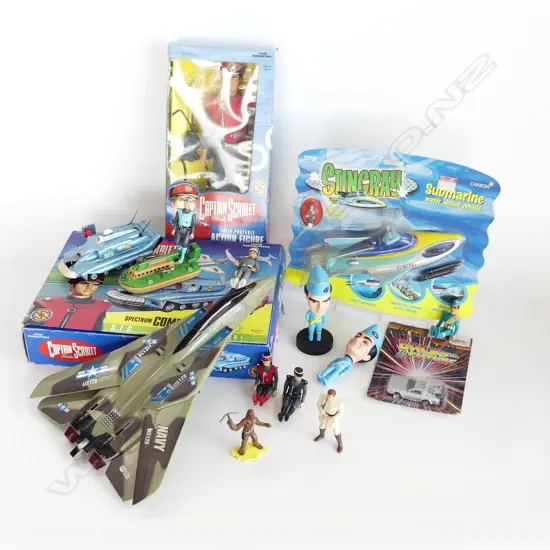 BOX LOT CAPTAIN SCARLET TOYS ETC