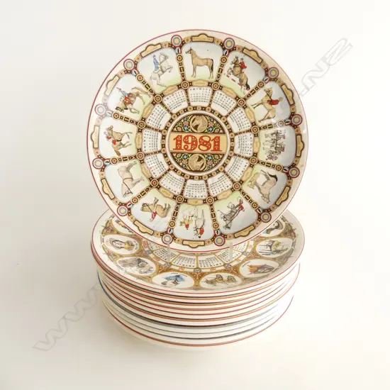 11 WEDGWOOD PLATES; YEARS 1981-1991 260mm dia