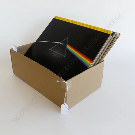 BOX LOT ASST. RECORDS; PINK FLOYD, DIRE STRAITS ETC