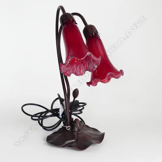 ART NOUVEAU STYLE  RED LILY LAMP H.400mm