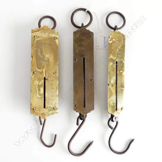 3 FLAT FRONT SPRING BALANCES; SALTER, HENRY BOKER ETC L.340mm