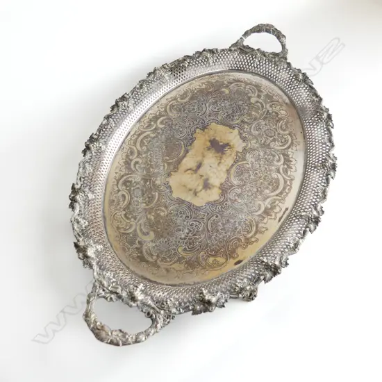 LG SILVER OVER COPPER OVAL TRAY 725x460mm